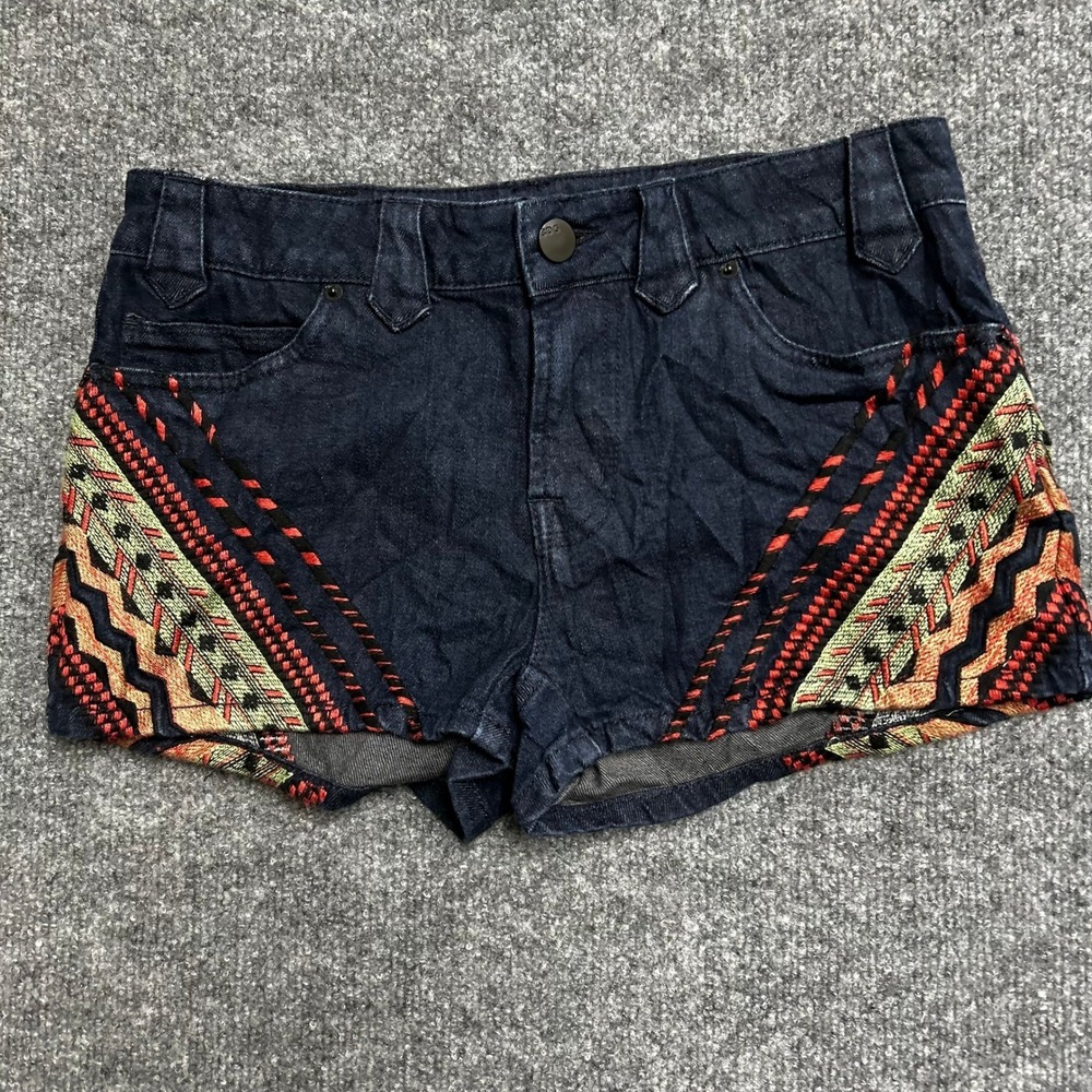 BDG Denim Shorts Womens Size 27 Dark Wash Southwestern Embroidered Boho Festival